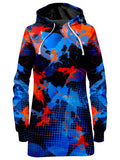 Blue and Orange Paint Splatter Hoodie Dress Big Tex Funkadelic Epic Hoodie