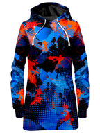 Blue and Orange Paint Splatter Hoodie Dress Big Tex Funkadelic Epic Hoodie
