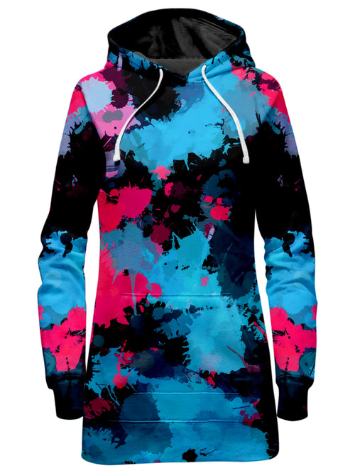 Pink and Blue Paint Splatter Hoodie Dress Big Tex Funkadelic Epic Hoodie
