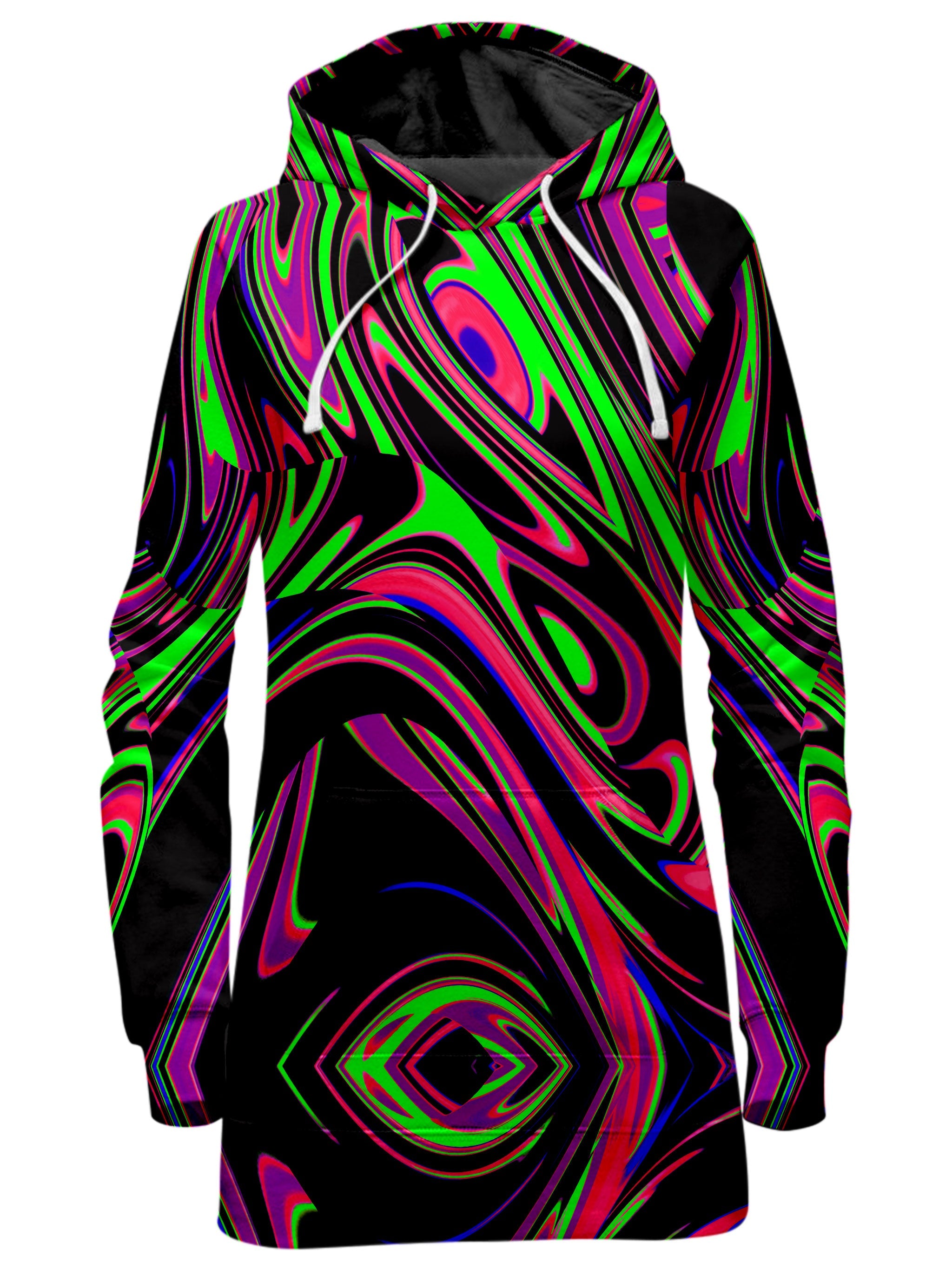 Pink and Green Blackout Drip Hoodie Dress Big Tex Funkadelic Epic Hoodie