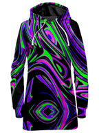 Violet and Lime Blackout Drip Hoodie Dress Big Tex Funkadelic Epic Hoodie