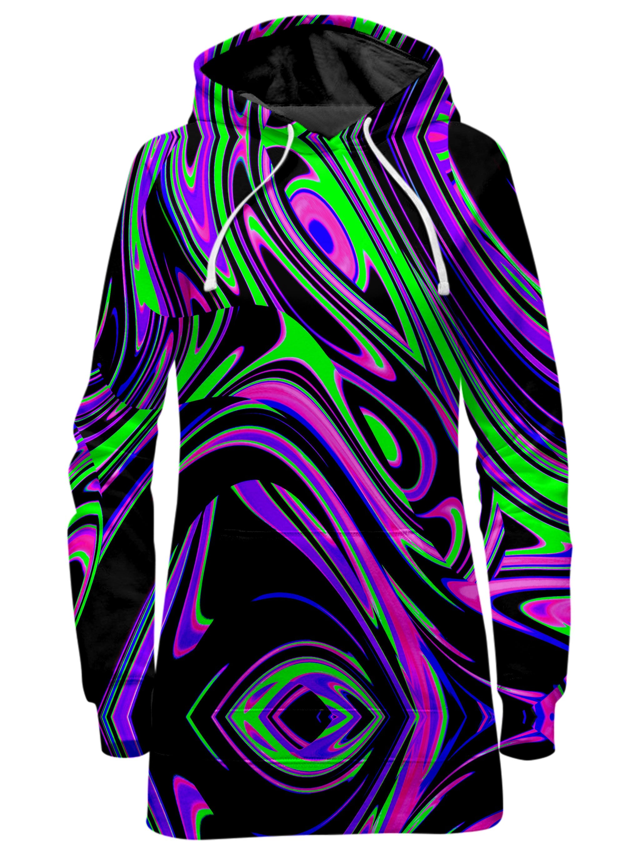 Violet and Lime Blackout Drip Hoodie Dress Big Tex Funkadelic Epic Hoodie