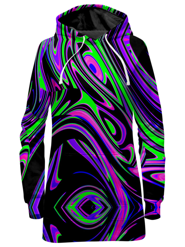 Big Tex Funkadelic - Violet and Lime Blackout Drip Hoodie Dress