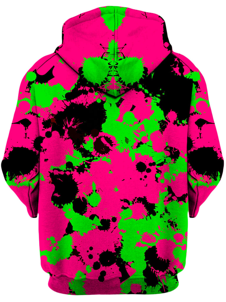 Pink Black and Green Paint Splatter Unisex Hoodie