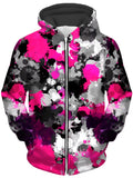 Pink and Grey Paint Splatter Unisex Zip-Up Hoodie Big Tex Funkadelic Epic Hoodie