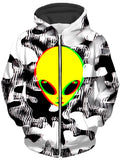 Trippy Alien Unisex Zip-Up Hoodie Big Tex Funkadelic Epic Hoodie