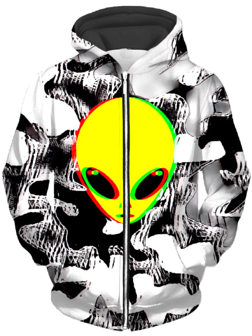 Trippy Alien Unisex Zip-Up Hoodie Big Tex Funkadelic Epic Hoodie