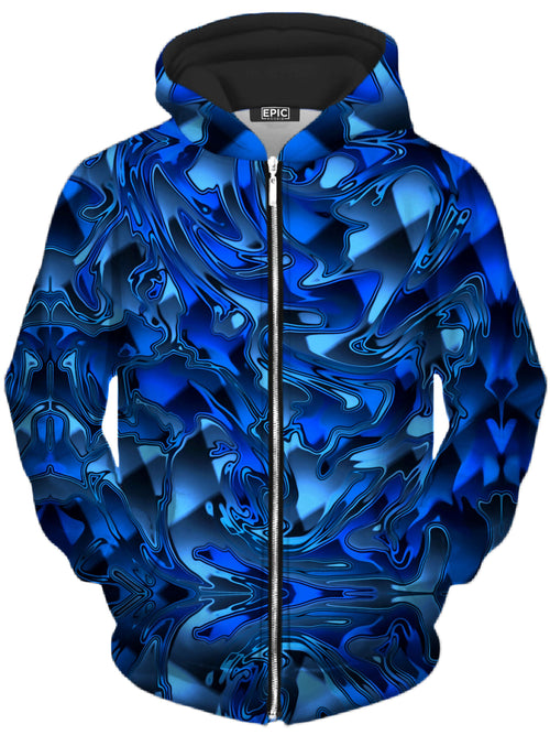 Blue Chromatic Melt Unisex Zip-Up Hoodie Big Tex Funkadelic Epic Hoodie