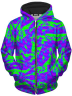 Green and Purple Hypno Splatter Unisex Zip-Up Hoodie Big Tex Funkadelic Epic Hoodie