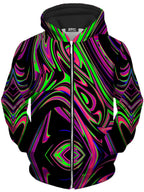 Pink and Green Blackout Drip Unisex Zip-Up Hoodie Big Tex Funkadelic Epic Hoodie