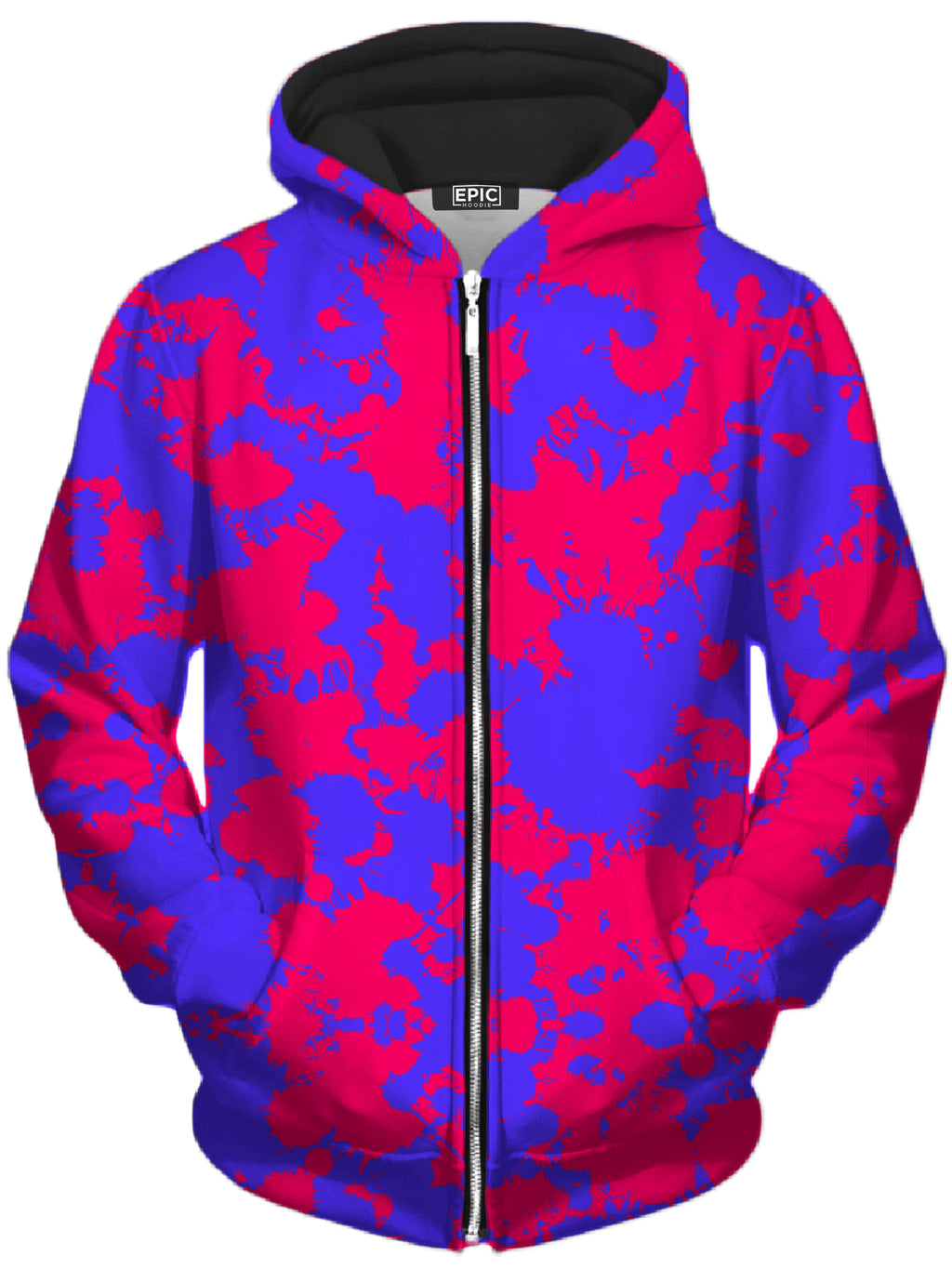 Pink and Violet Paint Splatter Unisex Zip-Up Hoodie Big Tex Funkadelic Epic Hoodie