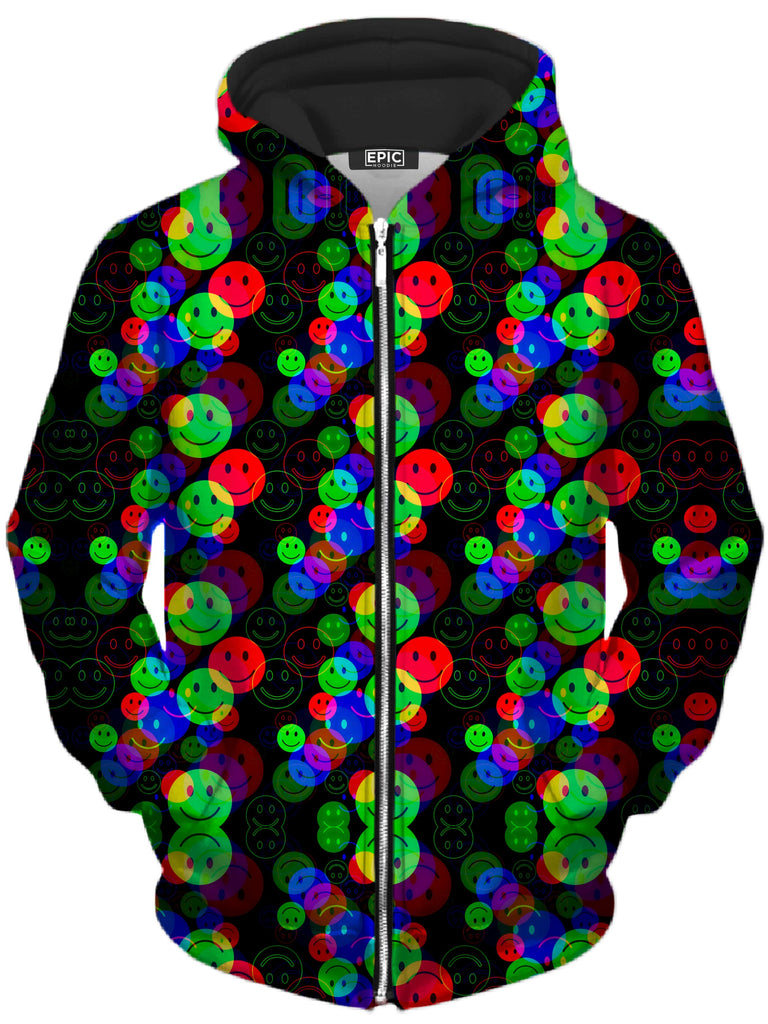 Big Tex Funkadelic - RGB Smile Glitch Unisex Zip-Up Hoodie