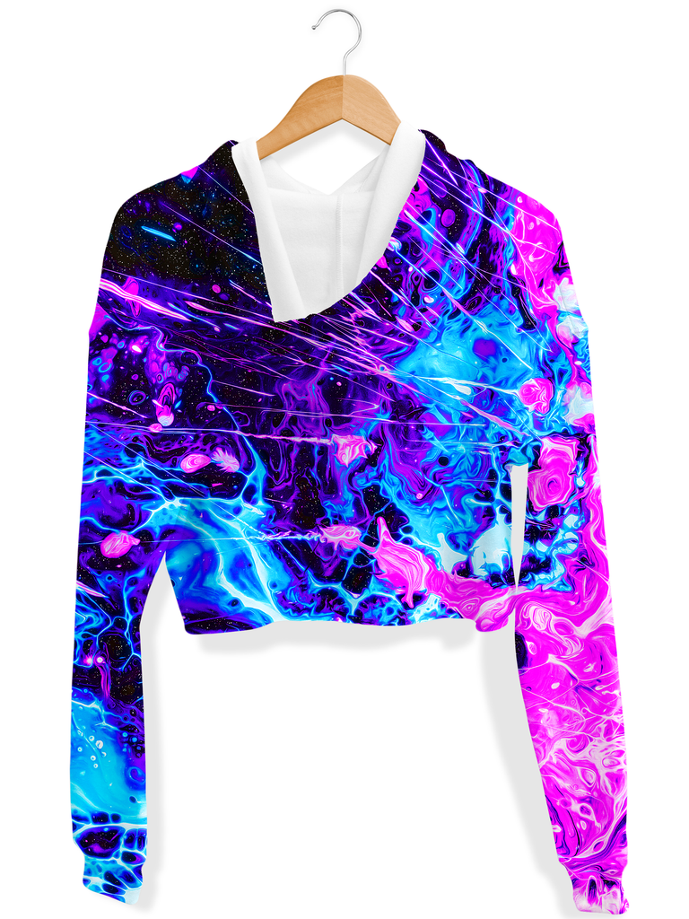 Cosmic Burst Fleece Crop Hoodie