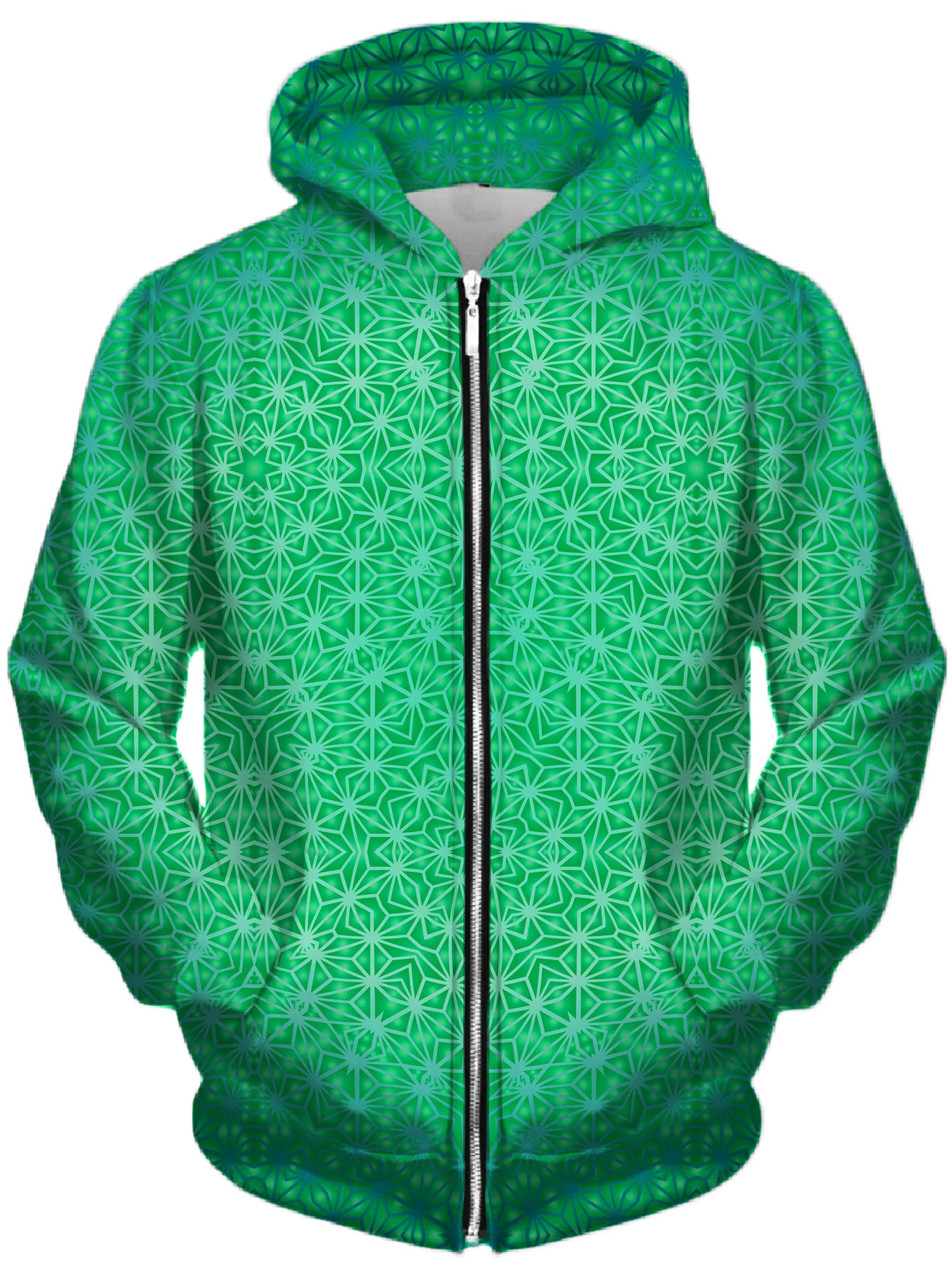 Green Cosmic Stargrid Unisex Zip-Up Hoodie Set 4 Lyfe Epic Hoodie