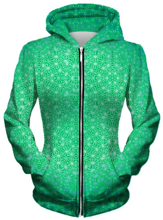 Green Cosmic Stargrid Unisex Zip-Up Hoodie Set 4 Lyfe Epic Hoodie