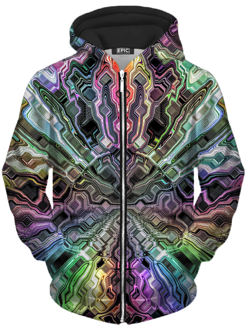 Holographic Storm Unisex Zip-Up Hoodie Glass Prism Studios Epic Hoodie