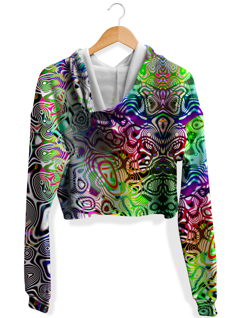 Rainbow Ripples Fleece Crop Hoodie