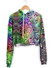 Rainbow Ripples Fleece Crop Hoodie