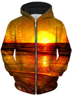 Fractal Sunset Unisex Zip-Up Hoodie Lucid Eye Studios Epic Hoodie
