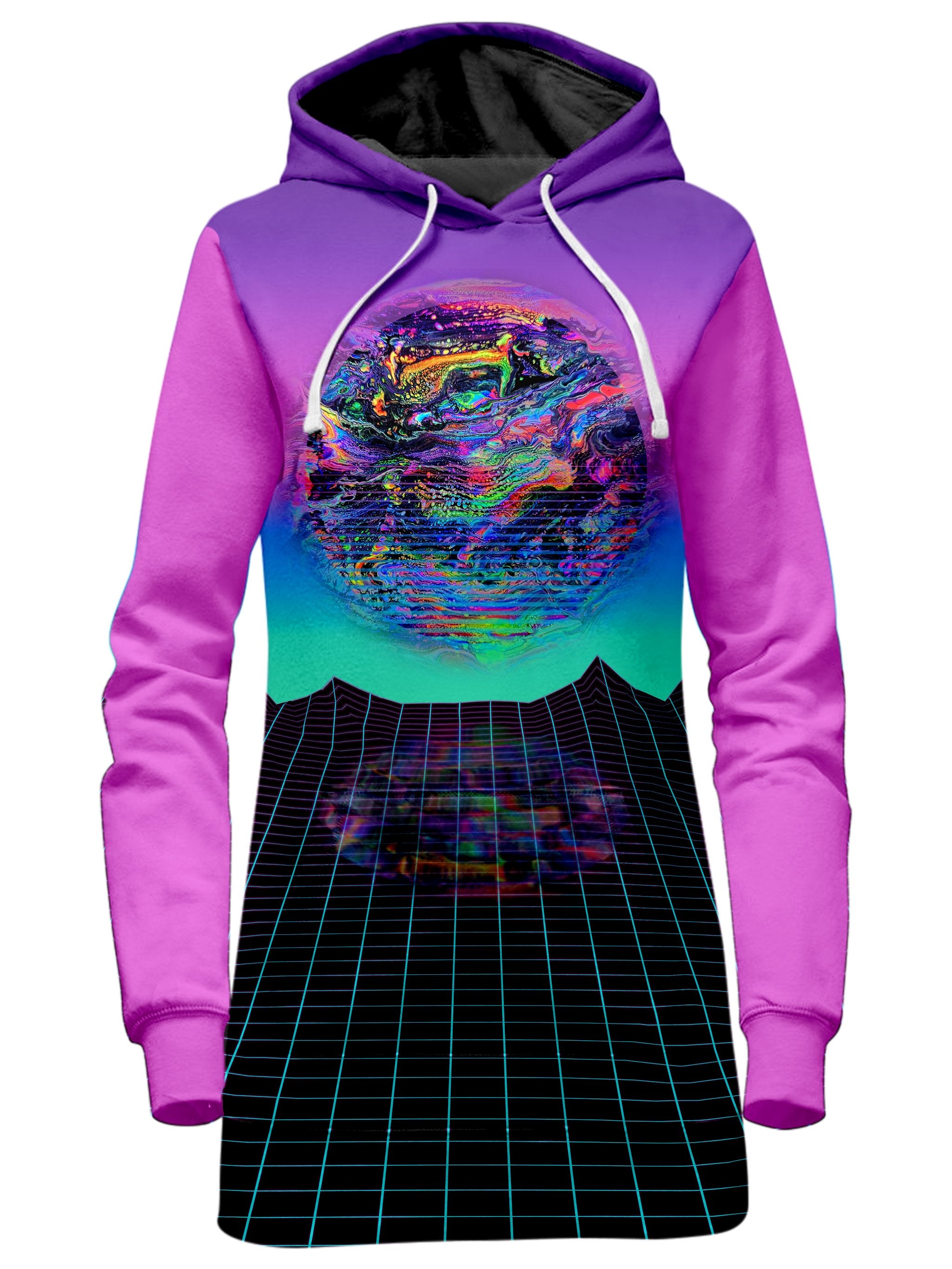 Psychedelic Outrun Hoodie Dress Psychedelic Pourhouse Epic Hoodie