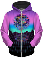 Psychedelic Outrun Unisex Zip-Up Hoodie Psychedelic Pourhouse Epic Hoodie