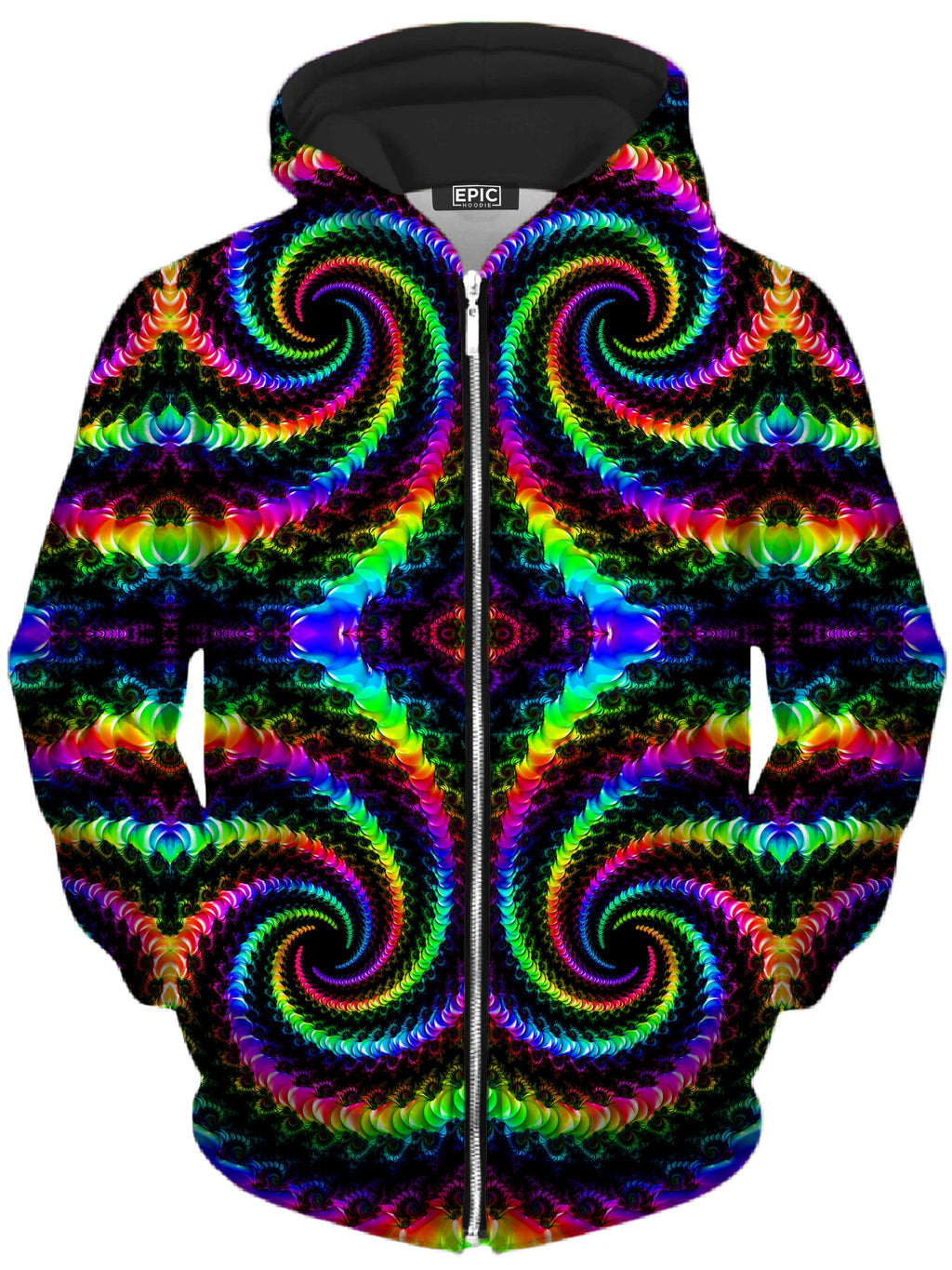 Fractaled Vision Unisex Zip-Up Hoodie Psychedelic Pourhouse Epic Hoodie