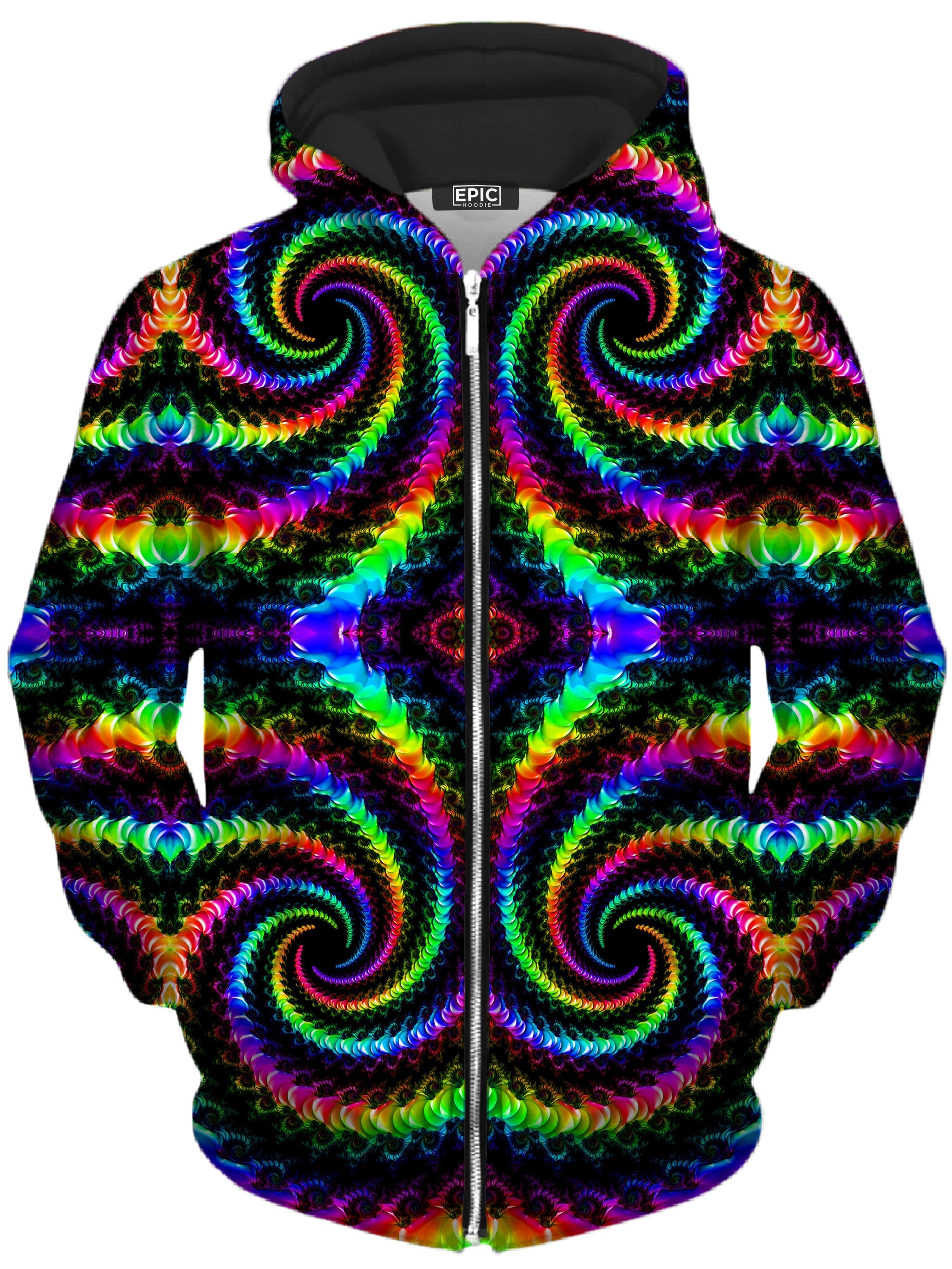 Fractaled Vision Unisex Zip-Up Hoodie Psychedelic Pourhouse Epic Hoodie