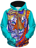 Telenergetic Tiger Unisex Zip-Up Hoodie, Rachel Rosenkoetter, T6 - Epic Hoodie