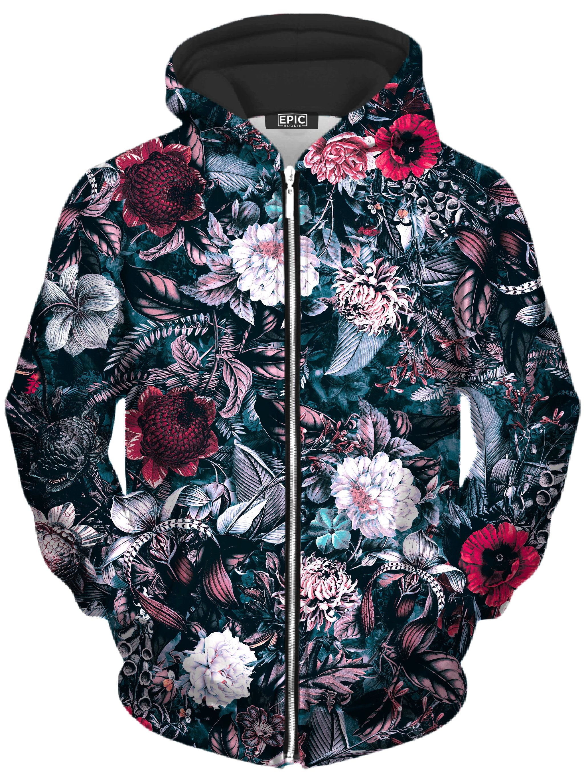 Blue Garden Unisex Zip-Up Hoodie Riza Peker Epic Hoodie