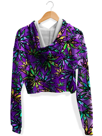 Sartoris Art - Cannabis Cascade Fleece Crop Hoodie