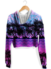 Paradise Palm Trees Fleece Crop Hoodie