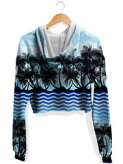 Tropical Waves Fleece Crop Hoodie