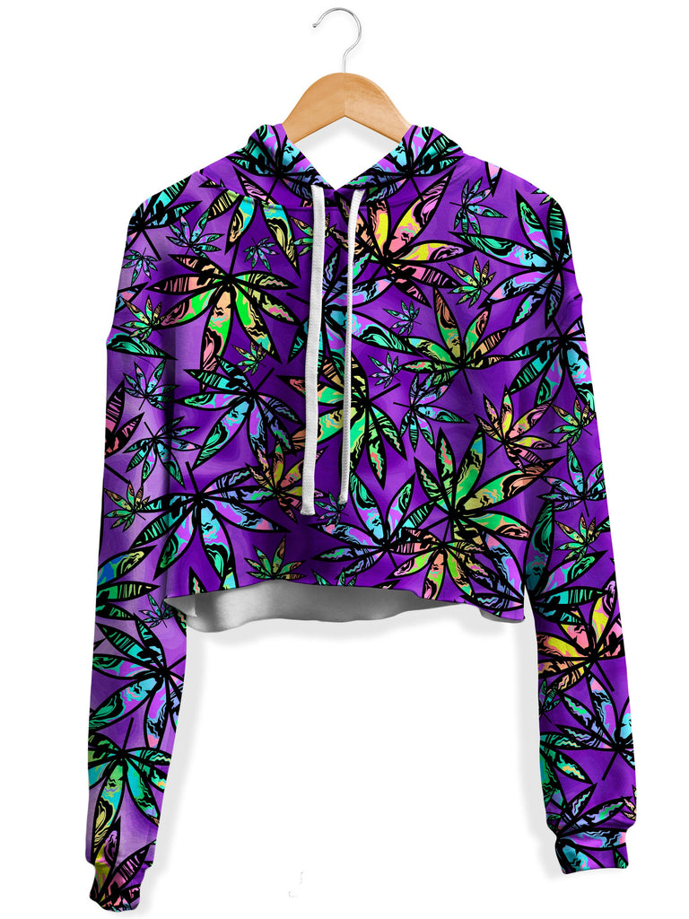 Sartoris Art - Cannabis Cascade Fleece Crop Hoodie