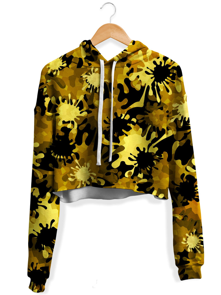 Sartoris Art - Gold Splatter Fleece Crop Hoodie