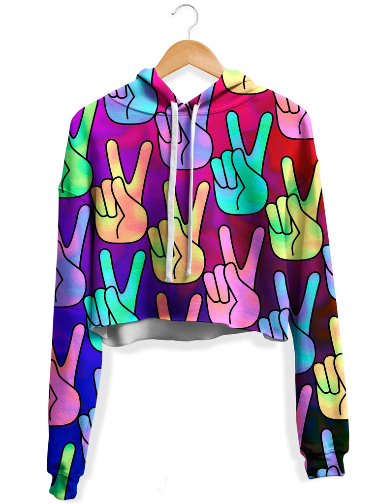 Sartoris Art - Hippy Trippy Fleece Crop Hoodie