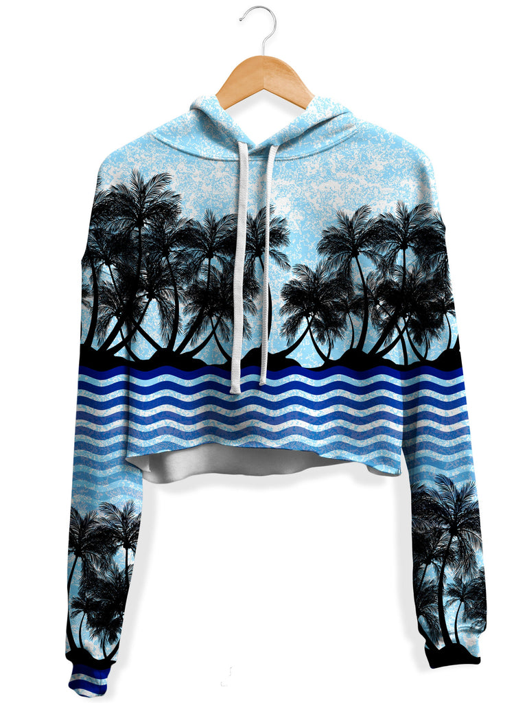 Sartoris Art - Tropical Waves Fleece Crop Hoodie