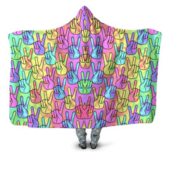 Trippy Peace Signs Hooded Blanket