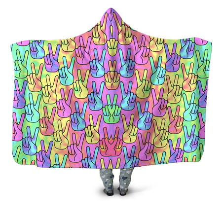 Sartoris Art - Trippy Peace Signs Hooded Blanket