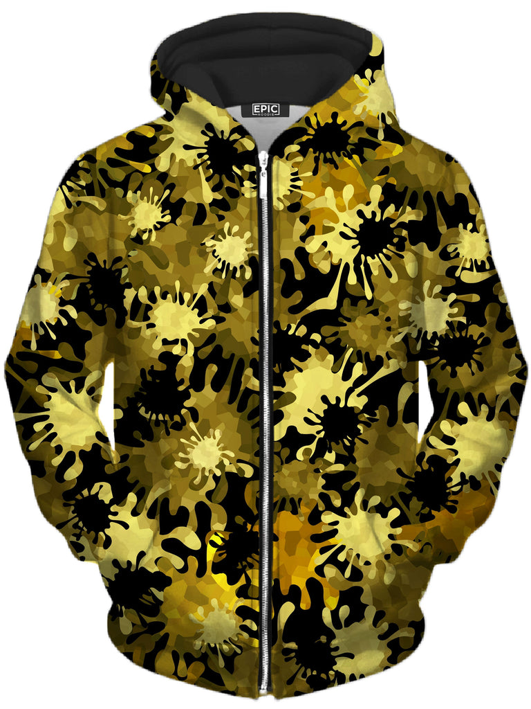 Sartoris Art - Gold Splatter Unisex Zip-Up Hoodie