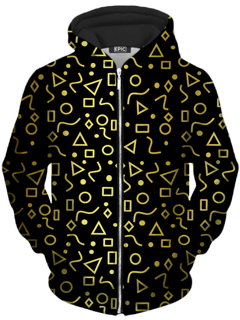 Sartoris Art - Mod Gold Shapes Unisex Zip-Up Hoodie