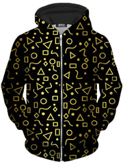 Mod Gold Shapes Unisex Zip-Up Hoodie