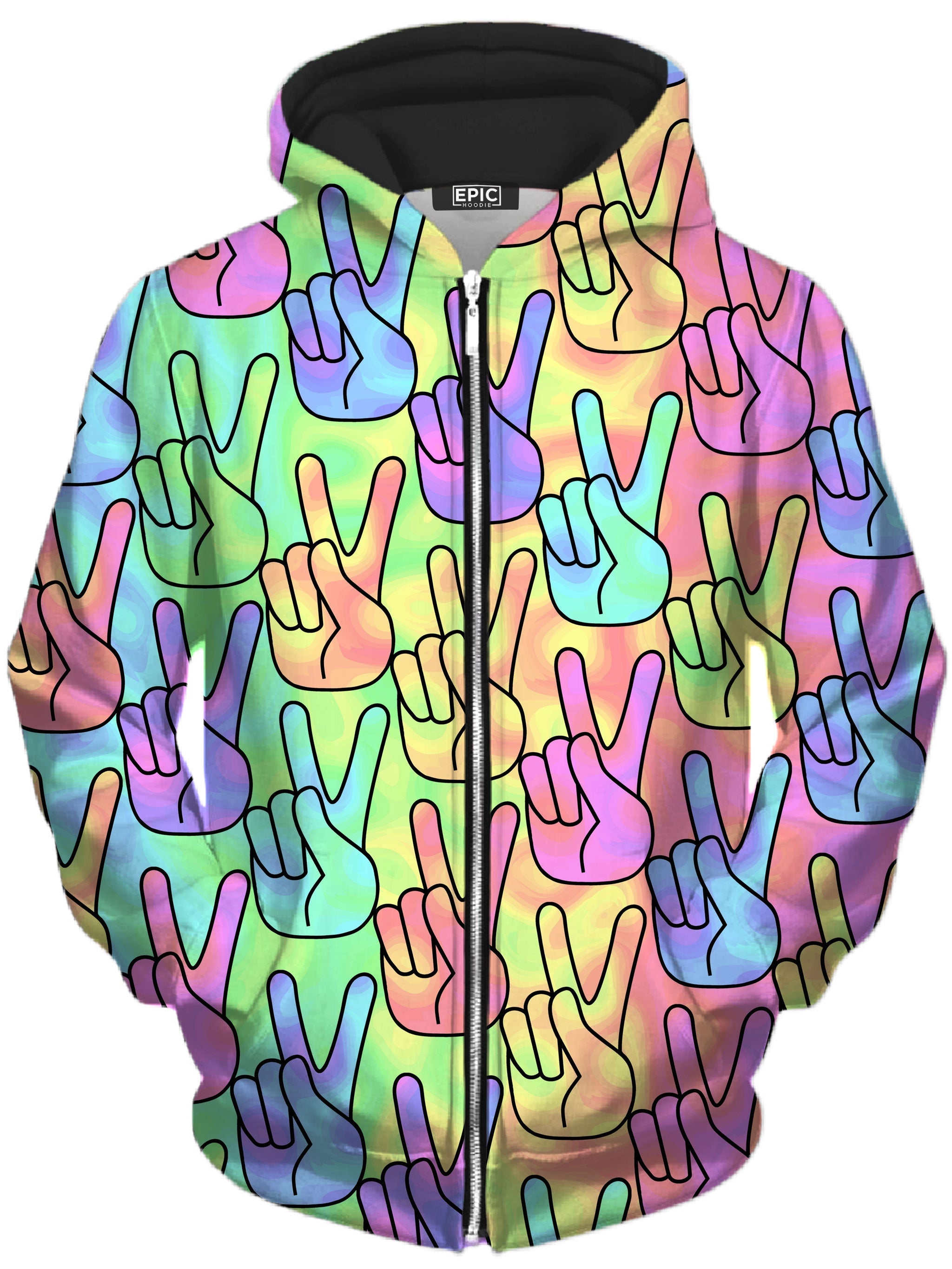 Trippy Peace Signs Unisex Zip-Up Hoodie Sartoris Art Epic Hoodie