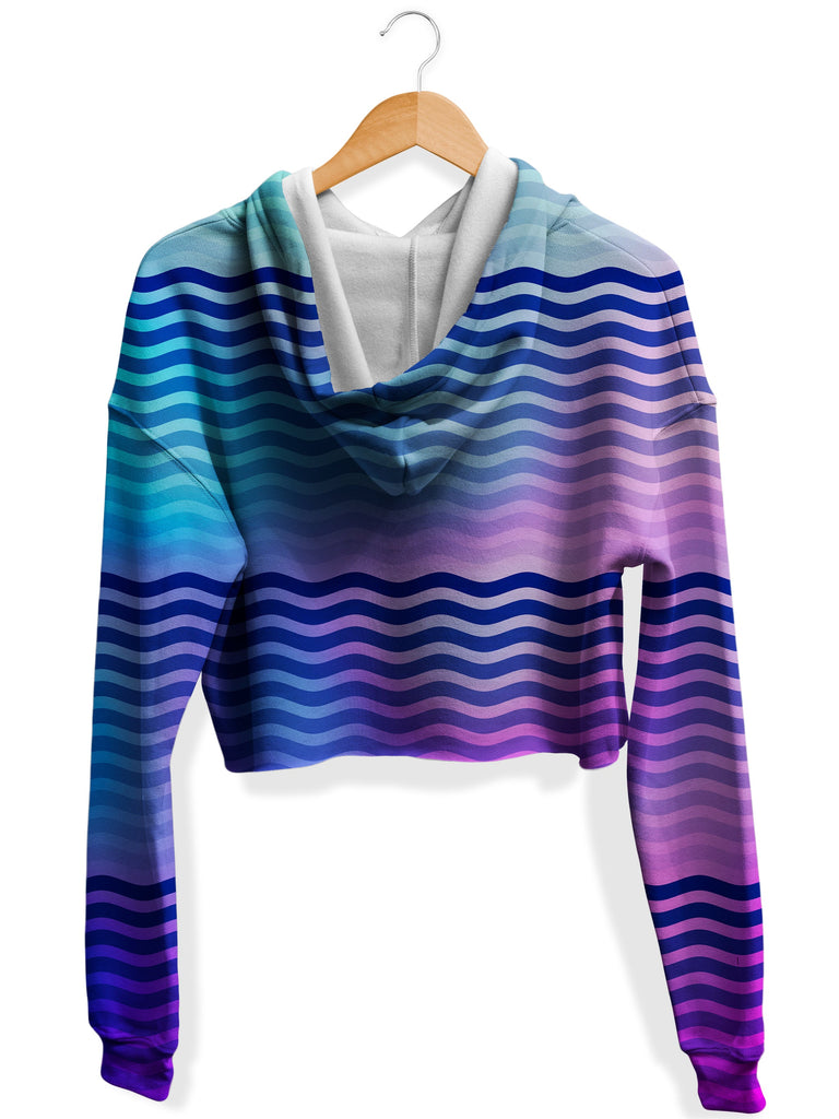 Beach Waves Fleece Crop Hoodie