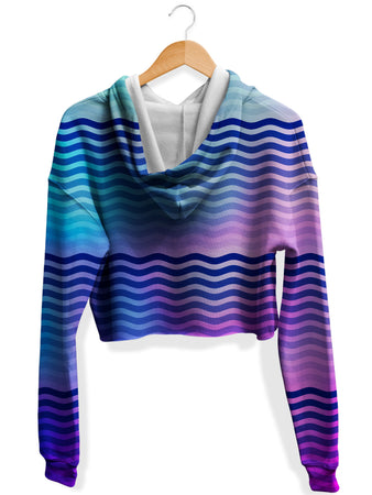 Sartoris Art - Beach Waves Fleece Crop Hoodie