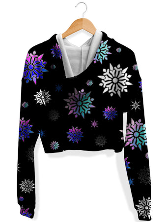 Sartoris Art - Festive Night Sky Fleece Crop Hoodie