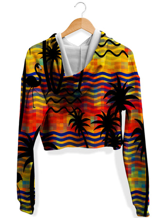 Sartoris Art - Flamingo Island Fleece Crop Hoodie