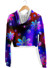 Floral Fantasy Abstract Fleece Crop Hoodie