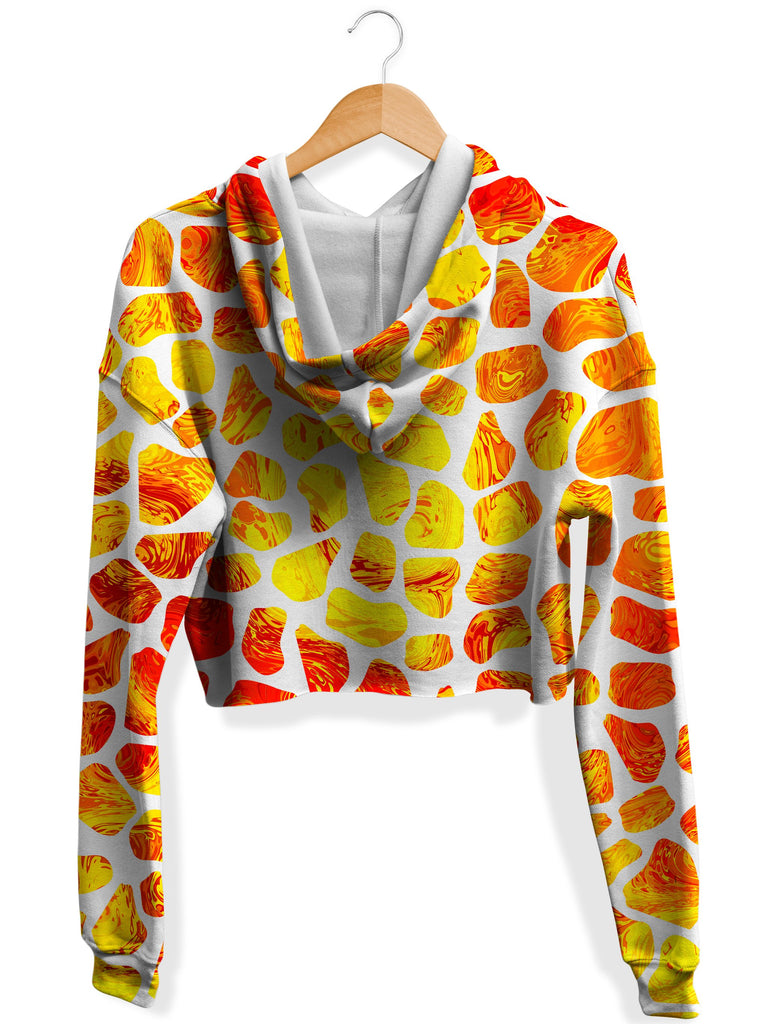 Giraffe Pattern Fleece Crop Hoodie