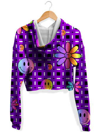 Sartoris Art - Happiness On Purple Fleece Crop Hoodie