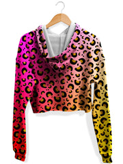 Leopard Spots Fleece Crop Hoodie